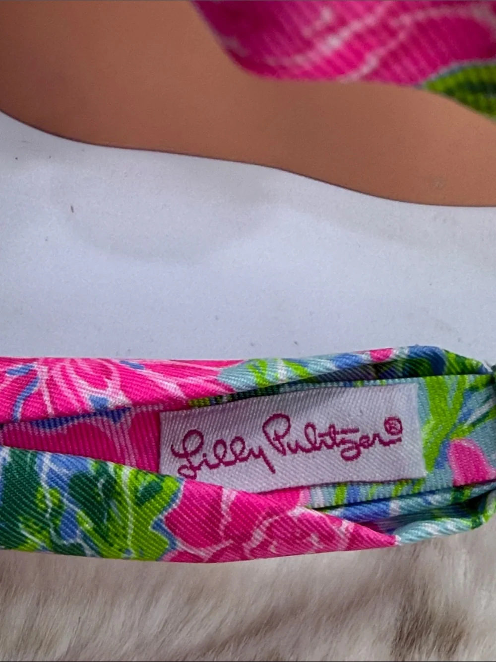(H) Lilly Pulitzer Pink, Blue & Green Floral Knot Headband